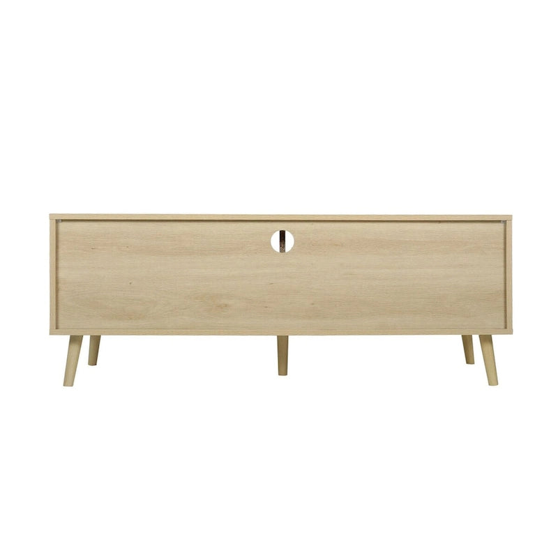 Meuble TV moderne en rotin avec pieds en bois massif