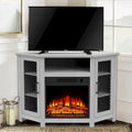 Meuble TV d'angle industriel 45 po avec foyer électrique et console de 17 po