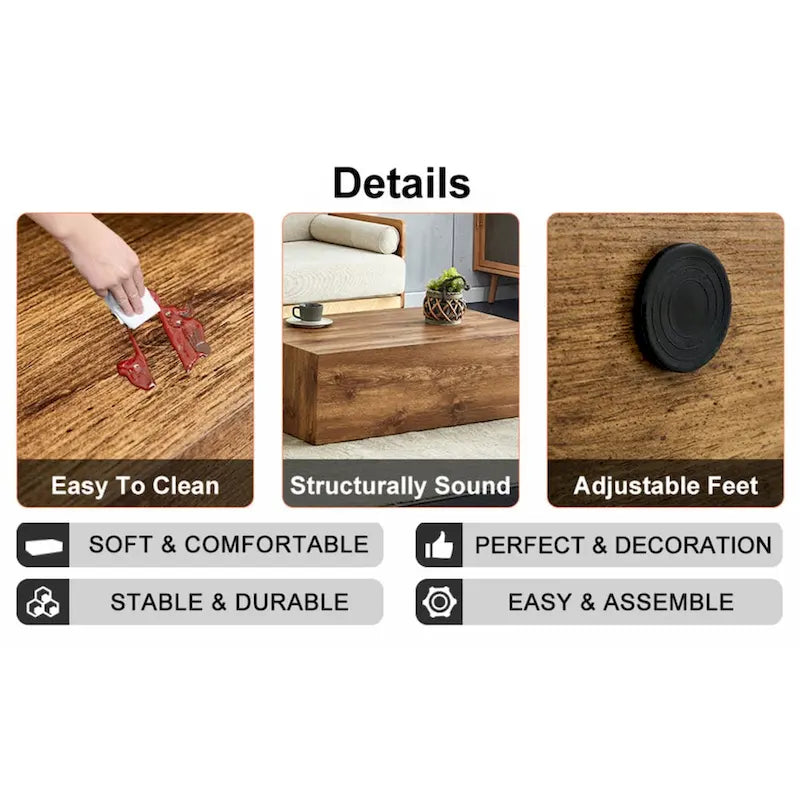 Table basse moderne en MDF avec motif texturé bois - design élégant et durable