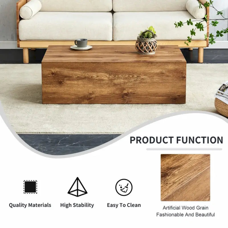Table basse moderne en MDF avec motif texturé bois - design élégant et durable