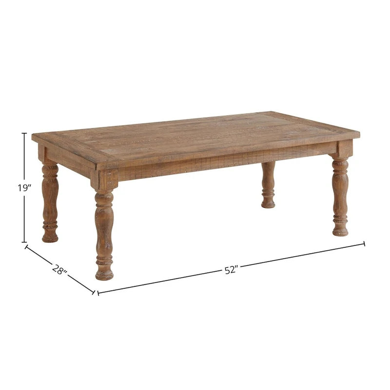 Table basse Highland à pieds tournés, 52x28