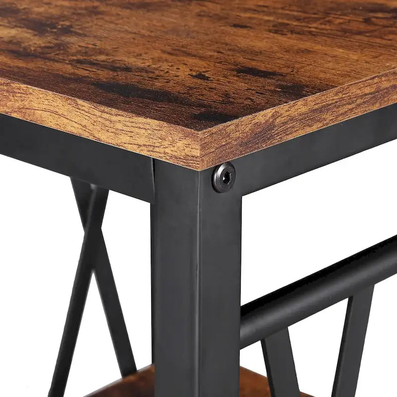 Table d'appoint industrielle en bois Ledel avec étagère de rangement