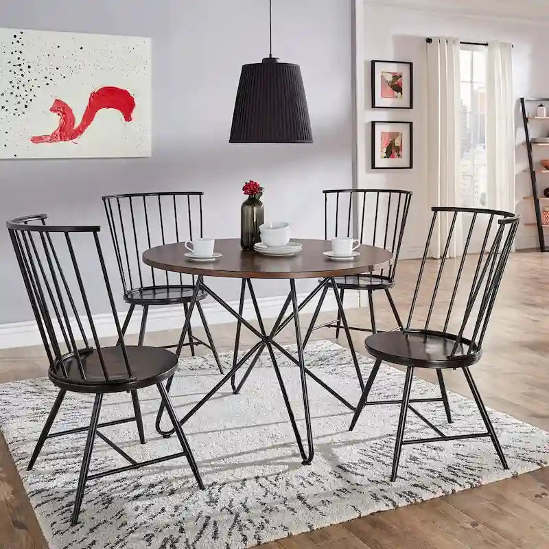 Table ou ensemble de salle à manger rond Mabel de 42 po en fer et bois par iNSPIRE Q Modern