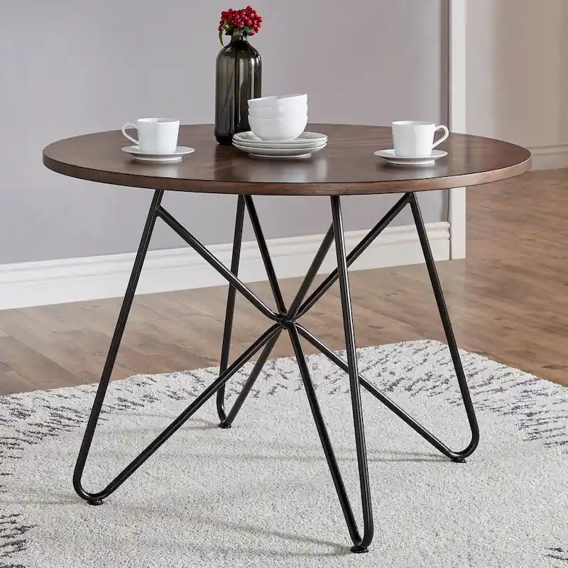 Table ou ensemble de salle à manger rond Mabel de 42 po en fer et bois par iNSPIRE Q Modern