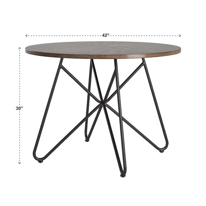 Table ou ensemble de salle à manger rond Mabel de 42 po en fer et bois par iNSPIRE Q Modern