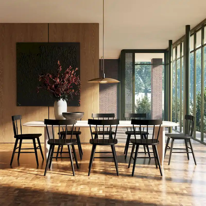 Chaise de salle à manger Poly & Bark Hava – Bois de chêne massif avec dossier à barreaux