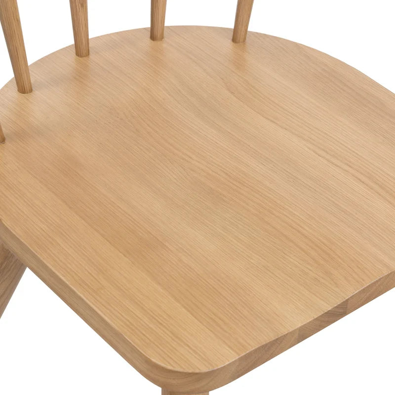 Chaise de salle à manger Poly & Bark Hava – Bois de chêne massif avec dossier à barreaux