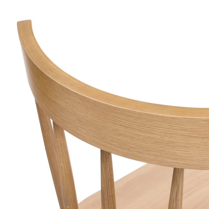 Chaise de salle à manger Poly & Bark Hava – Bois de chêne massif avec dossier à barreaux