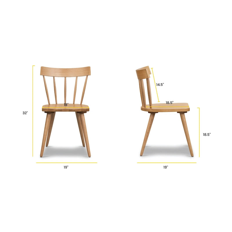 Chaise de salle à manger Poly & Bark Hava – Bois de chêne massif avec dossier à barreaux