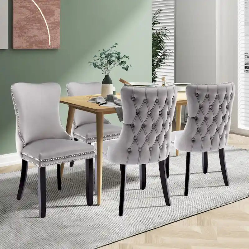 Lot de 2 chaises de salle à manger KATA à oreilles rembourrées en velours