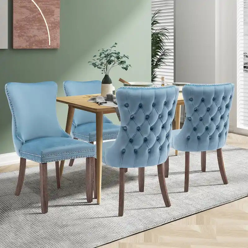 Lot de 2 chaises de salle à manger KATA à oreilles rembourrées en velours