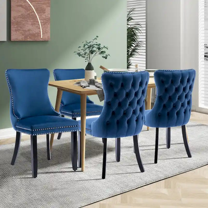 Lot de 2 chaises de salle à manger KATA à oreilles rembourrées en velours