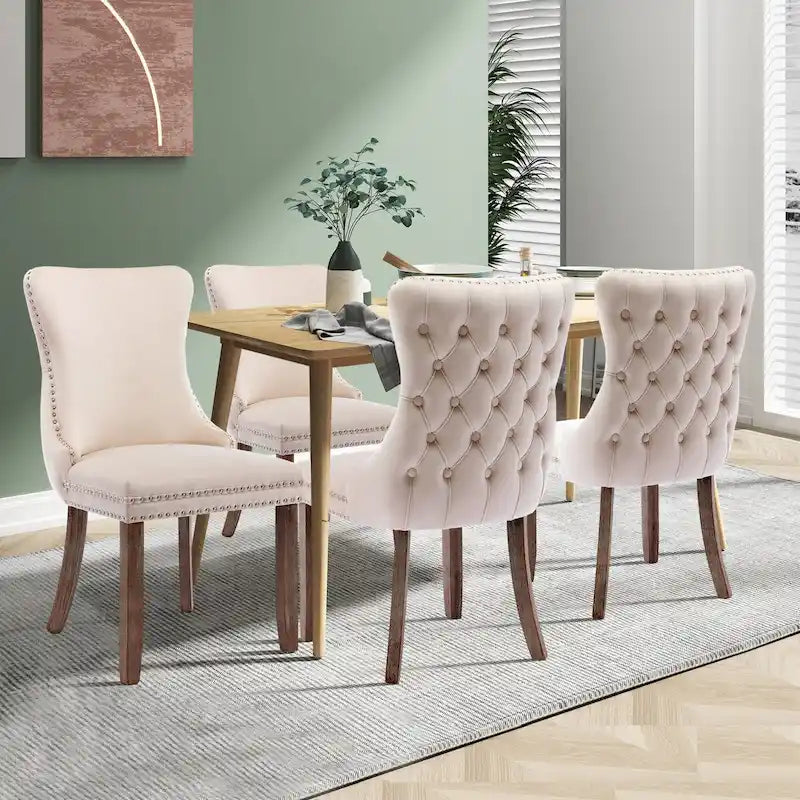 Lot de 2 chaises de salle à manger KATA à oreilles rembourrées en velours