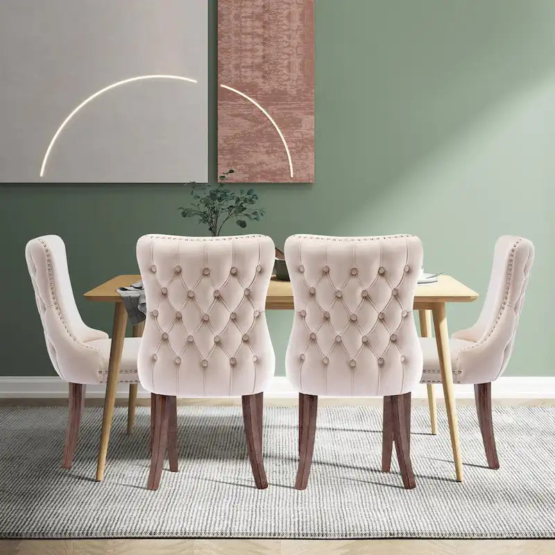 Lot de 2 chaises de salle à manger KATA à oreilles rembourrées en velours