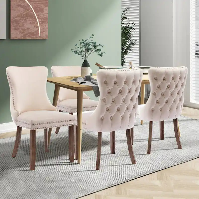 Lot de 2 chaises de salle à manger KATA à oreilles rembourrées en velours