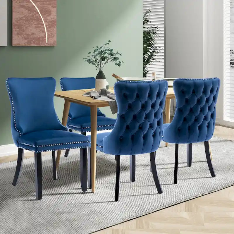 Lot de 2 chaises de salle à manger KATA à oreilles rembourrées en velours