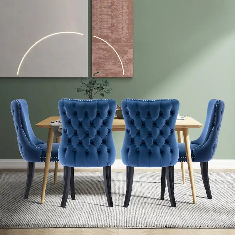 Lot de 2 chaises de salle à manger KATA à oreilles rembourrées en velours