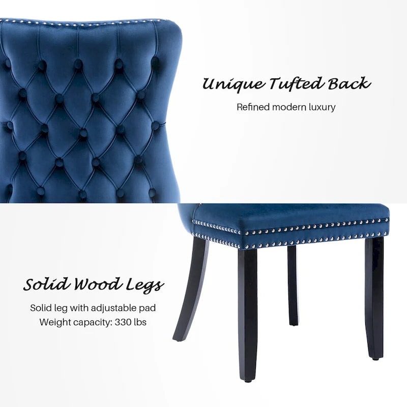 Lot de 2 chaises de salle à manger KATA à oreilles rembourrées en velours