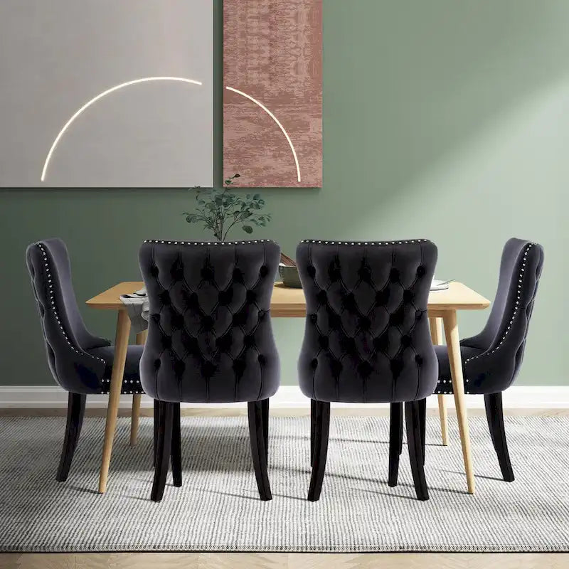 Lot de 2 chaises de salle à manger KATA à oreilles rembourrées en velours