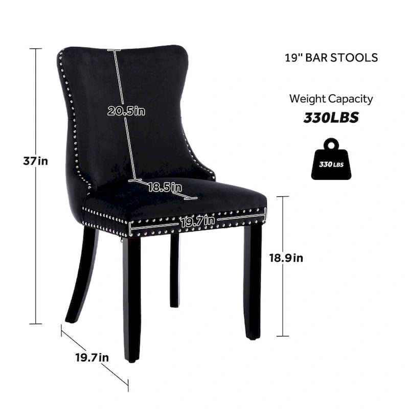 Lot de 2 chaises de salle à manger KATA à oreilles rembourrées en velours