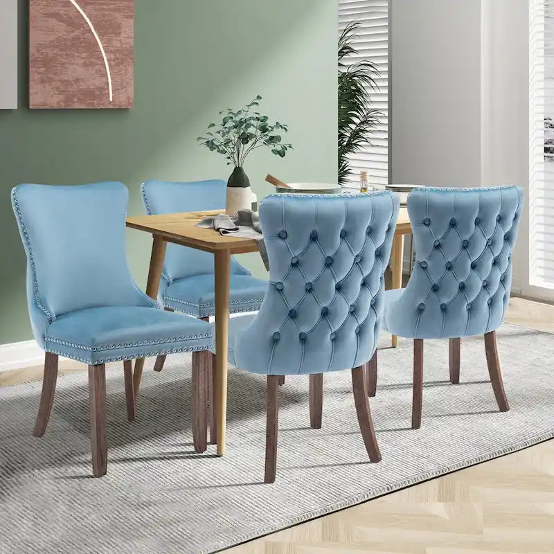 Lot de 2 chaises de salle à manger KATA à oreilles rembourrées en velours