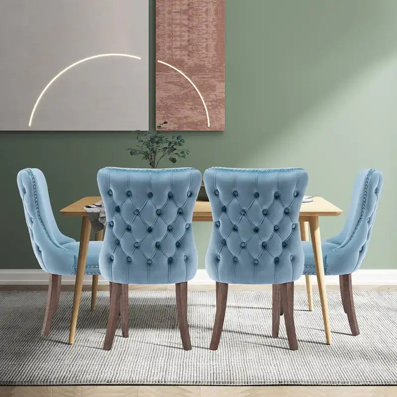 Lot de 2 chaises de salle à manger KATA à oreilles rembourrées en velours
