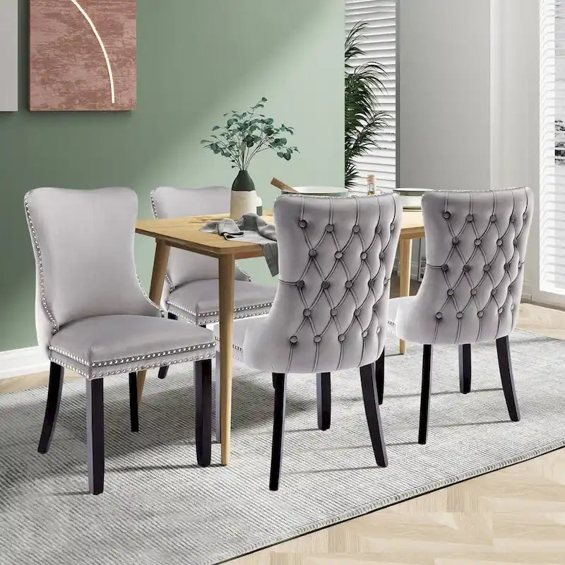 Lot de 2 chaises de salle à manger KATA à oreilles rembourrées en velours