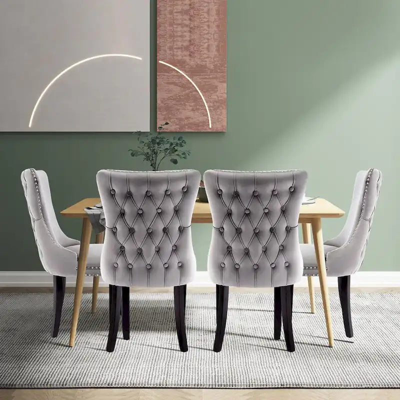 Lot de 2 chaises de salle à manger KATA à oreilles rembourrées en velours