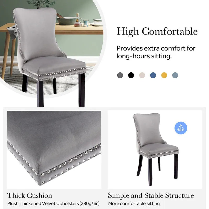 Lot de 2 chaises de salle à manger KATA à oreilles rembourrées en velours