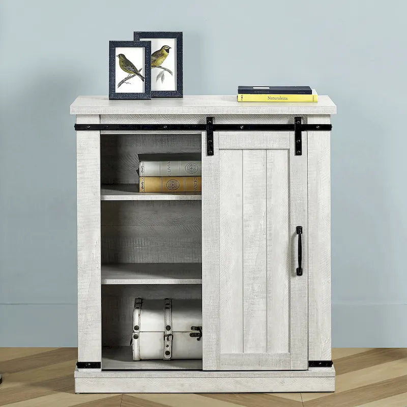 Meuble de rangement coulissant style porte de grange de 32 po de largeur