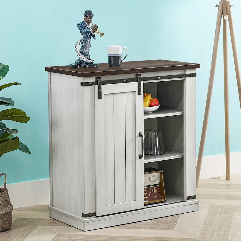 Meuble de rangement coulissant style porte de grange de 32 po de largeur