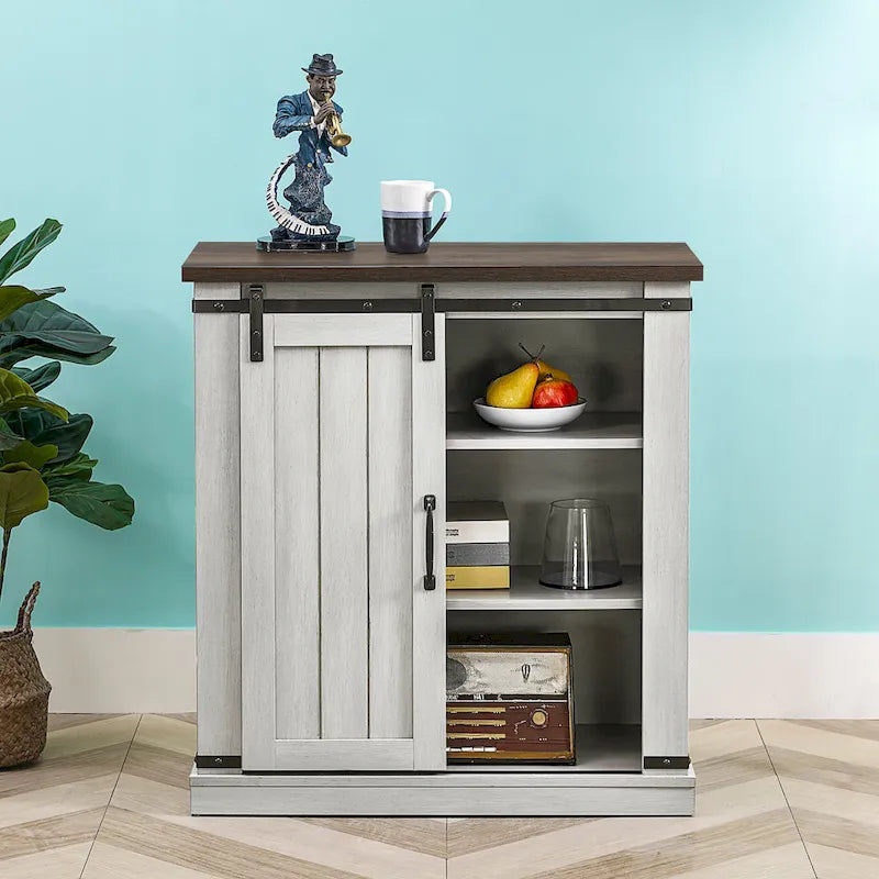 Meuble de rangement coulissant style porte de grange de 32 po de largeur