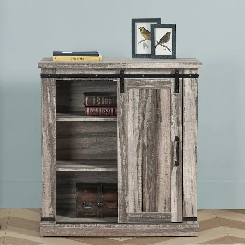 Meuble de rangement coulissant style porte de grange de 32 po de largeur