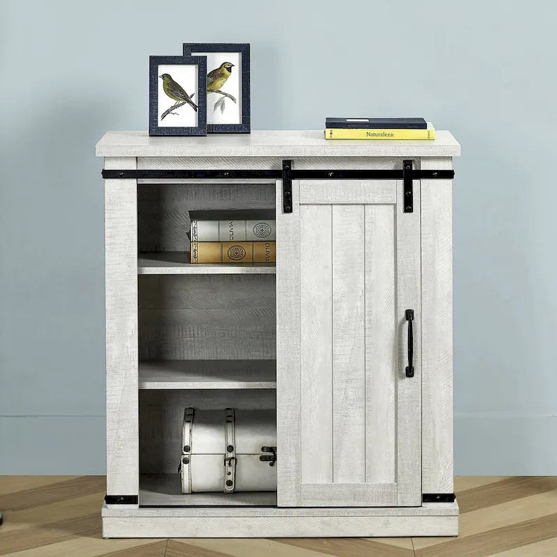 Meuble de rangement coulissant style porte de grange de 32 po de largeur
