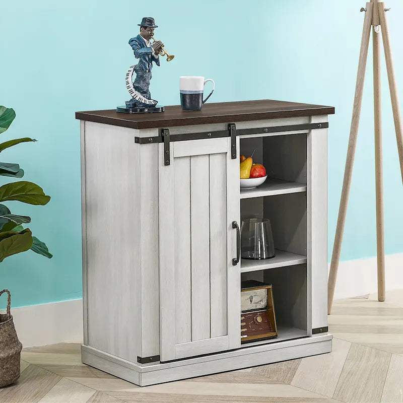 Meuble de rangement coulissant style porte de grange de 32 po de largeur
