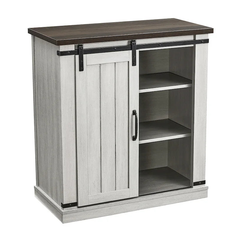 Meuble de rangement coulissant style porte de grange de 32 po de largeur