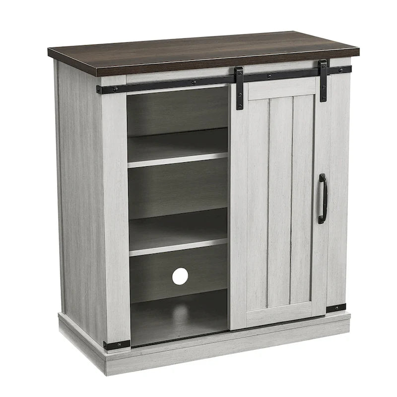 Meuble de rangement coulissant style porte de grange de 32 po de largeur