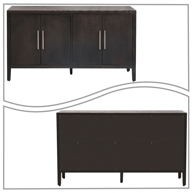 Buffet bas vintage minimaliste avec pieds en pin massif