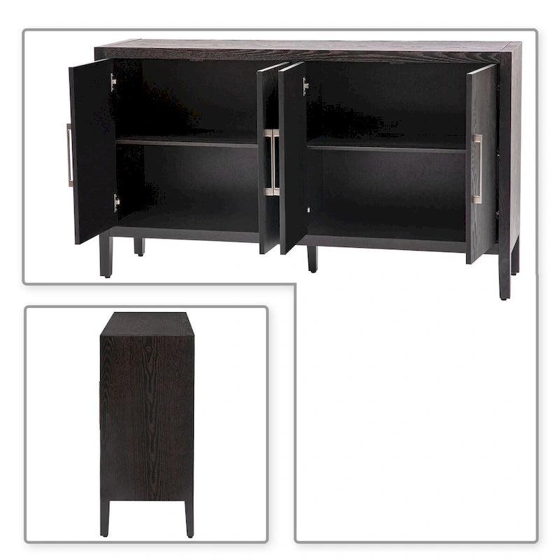 Buffet bas vintage minimaliste avec pieds en pin massif