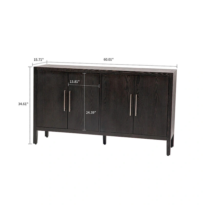 Buffet bas vintage minimaliste avec pieds en pin massif