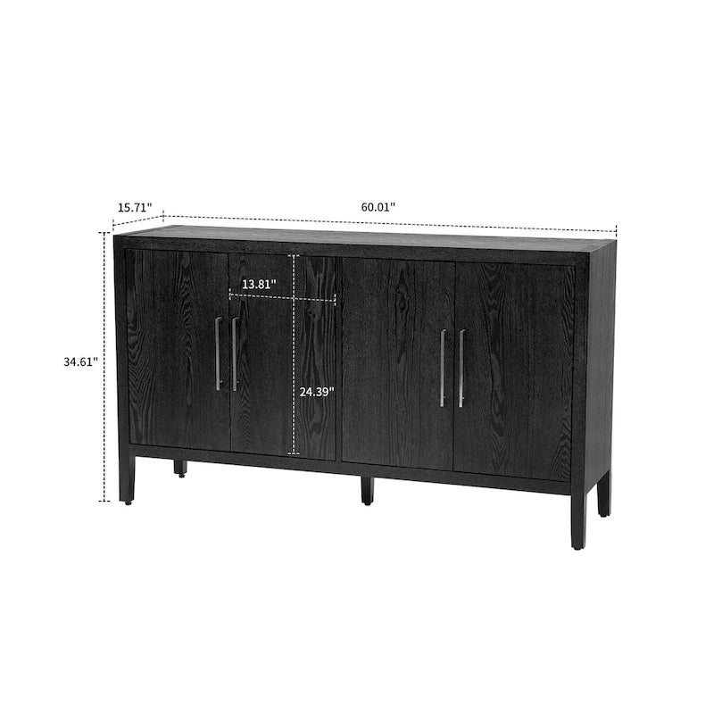 Buffet bas vintage minimaliste avec pieds en pin massif
