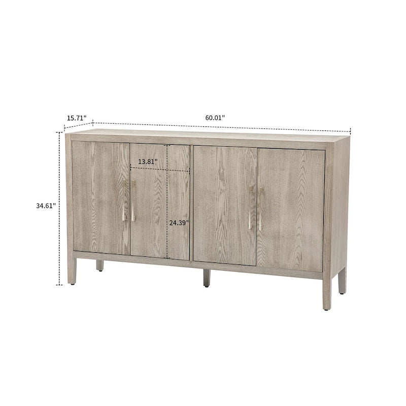 Buffet bas vintage minimaliste avec pieds en pin massif