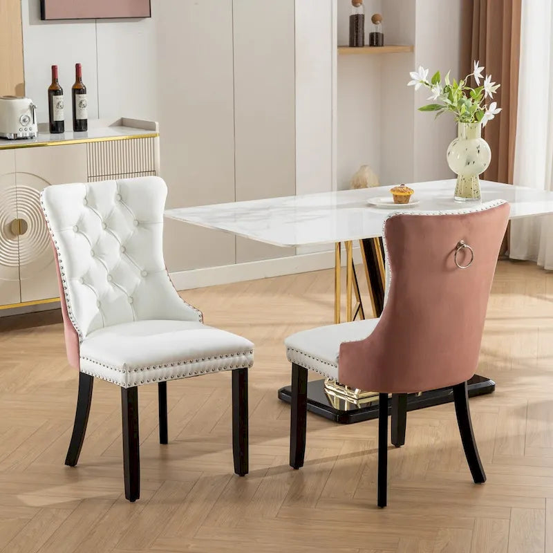 High-end Tufted Upholstered Nailhead Trim Dining Chair, Set of 2