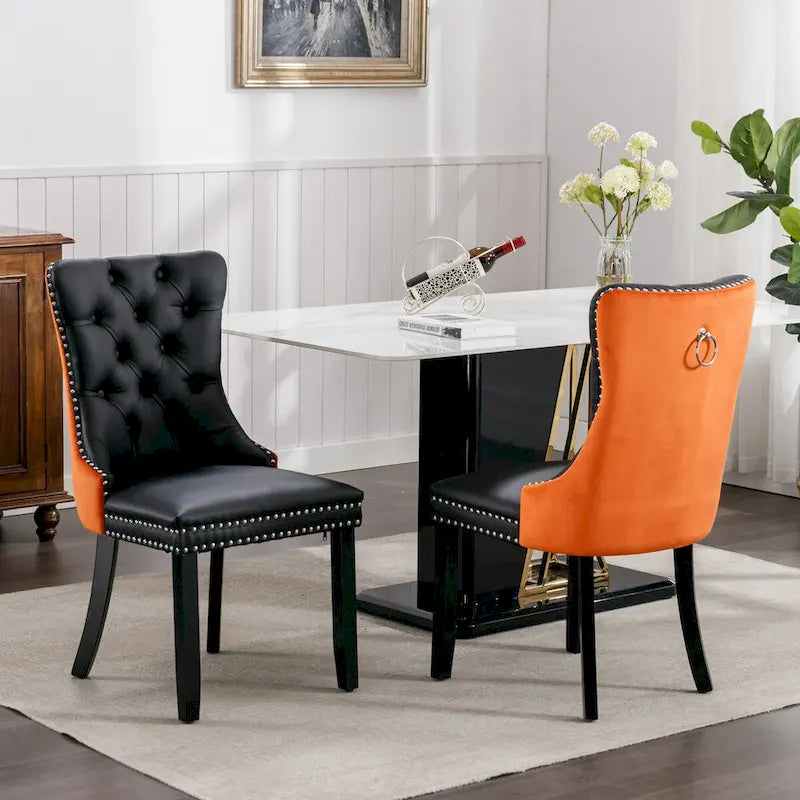 Chaise de salle à manger capitonnée haut de gamme avec garniture cloutée, lot de 2