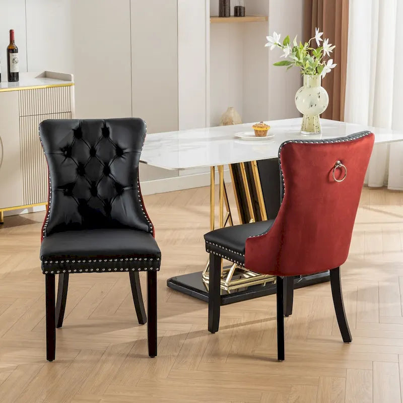 Chaise de salle à manger capitonnée haut de gamme avec garniture cloutée, lot de 2
