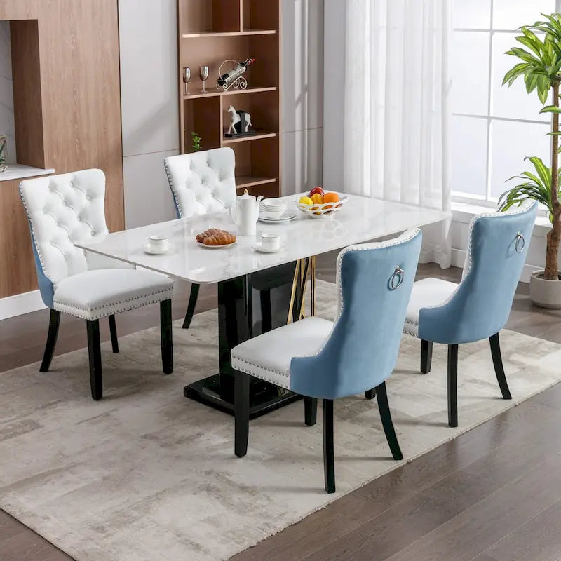 Chaise de salle à manger capitonnée haut de gamme avec garniture cloutée, lot de 2