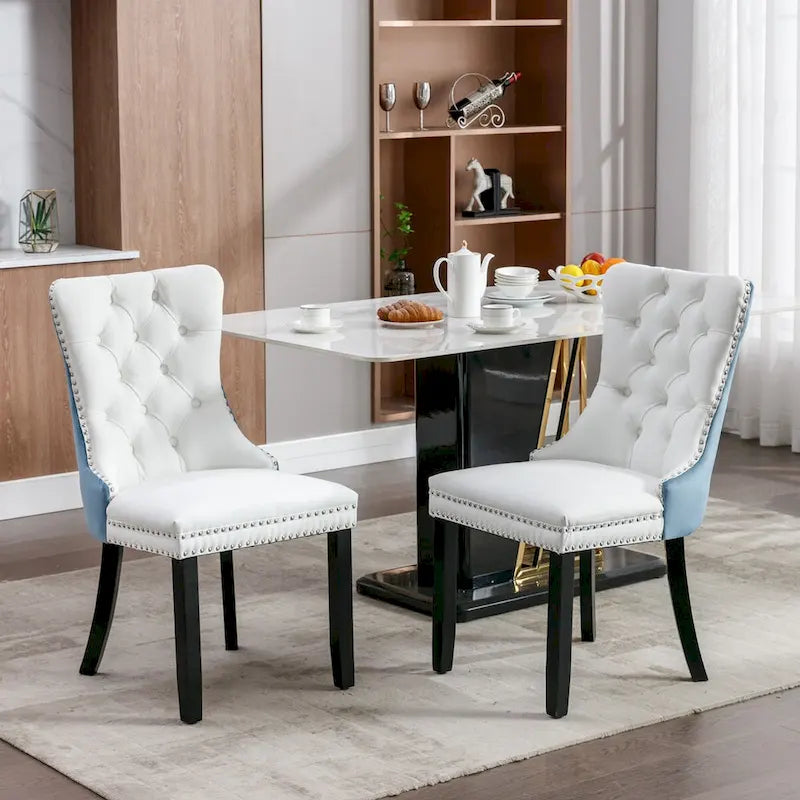 Chaise de salle à manger capitonnée haut de gamme avec garniture cloutée, lot de 2