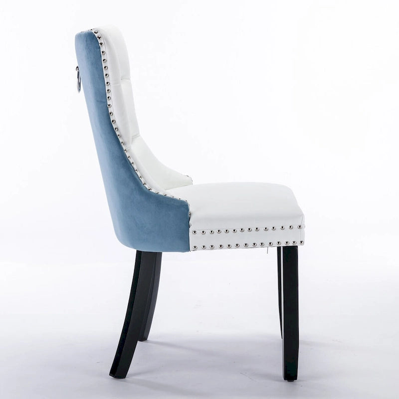 Chaise de salle à manger capitonnée haut de gamme avec garniture cloutée, lot de 2