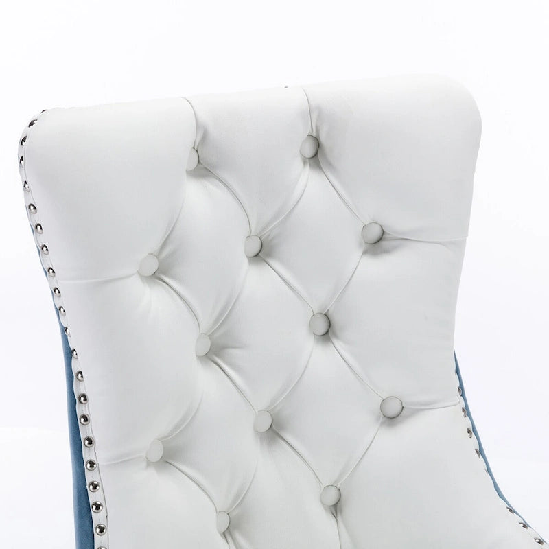 Chaise de salle à manger capitonnée haut de gamme avec garniture cloutée, lot de 2