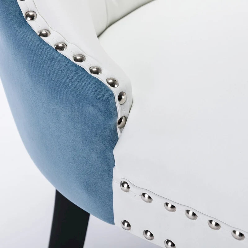 Chaise de salle à manger capitonnée haut de gamme avec garniture cloutée, lot de 2